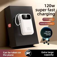 Batterie externe certifiée 3C, capacité 20000 mAh, charge rapide 120W, mini portable, 4 câbles intégrés, alimentation mobile, impression PVC, cadeau