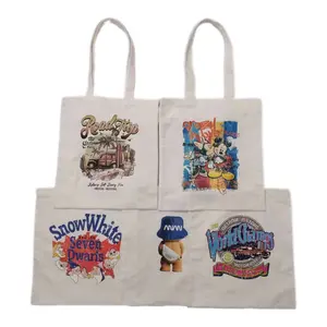 Sac à provisions en toile de coton recyclé imprimé de logo personnalisé sac fourre-tout en coton d'épicerie avec taille personnalisée