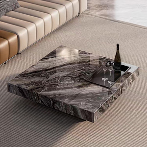 Tavolino da Salotto Moderno con Finitura Lucida, Vassoio Integrato, Arredamento in Metallo Durevole, Facile da Pulire, Decorativo per Spazi Eleganti - Product Image 6