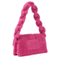 Sac à main en laine d'hiver OEM, créateur de mode, logo imprimé personnalisable, rétro, mignon, en peluche, sac à main à rabat, sac à bandoulière