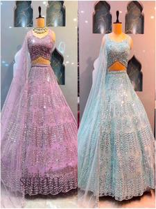 Magnifique ensemble de mariage ethnique Lehenga Choli entièrement brodé avec de véritables embellissements miroir faits à la main, prêt-à-porter - Product Image 5