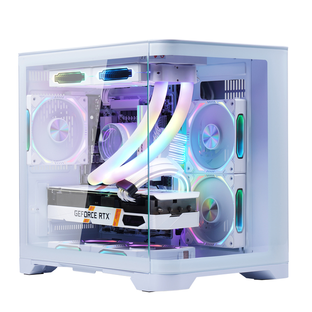 Factory New Design White MATX Gaming PC Case Desktop Chassis Curved Glass Panel Mid Tower CPU Cabinet Computer Case for Gamer