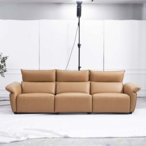 Sofá Reclinable Moderno de Tres Plazas en Cuero Genuino con Funciones de Masaje, Refrigeración y Extensión - Origen Guangdong - Product Image 1