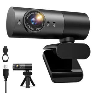 풀 HD 1080P 웹캠 비디오 카메라 듀얼 마이크 플러그 앤 플레이 USB 카메라 자동 소음 감소 PC