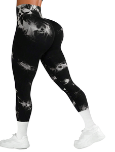 Leggings de yoga de cintura alta con efecto tie dye para mujer, leggings deportivos sin costuras de longitud completa con efecto levanta glúteos para gimnasio, yoga y correr. - Product Image 1