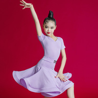 Enfants robe de danse latine à manches longues col en V vêtements de pratique pour enfants Rumba Chacha Samba Cowboy danse de salon Performance