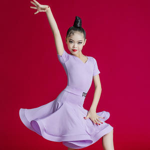 Vestido de <span class=keywords><strong>baile</strong></span> latino para niños, <span class=keywords><strong>ropa</strong></span> de práctica de manga larga con cuello en V para niños, Rumba, Chacha, Samba, vaquero, bailes de salón, actuación - Product Image 3