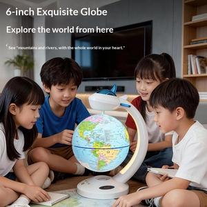 Globe terrestre flottant à lévitation magnétique en plastique MILI avec haut-parleur, lumière LED, horloge rotative à 360°, carte du monde éducative, géographie - Product Image 5
