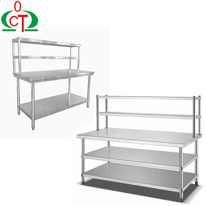 Thép không gỉ bàn làm việc thương mại 2 lớp thép không gỉ tùy chỉnh Nhà hàng sử dụng bàn làm việc mới - Product Image 1