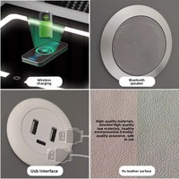 Table de chevet intelligente moderne multifonctionnelle avec charge sans fil, verrouillage par empreinte digitale, lampe audio, plateau en bois massif et verre, mobilier de chambre