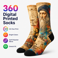 Chaussettes imprimées numériquement à 360°, design de personnes célèbres du monde, imprimé intégral, chaussettes mi-mollet en polyester doux, sublimation, fournisseur OEM en gros