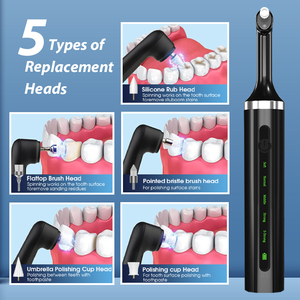 Polisseur dentaire électrique rechargeable, étanche IPX6, brosse à polir les dents professionnelle avec 5 têtes de remplacement - Product Image 3