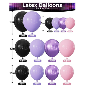 Set de 109 Globos de Cadena en Rosa, Morado <span class=keywords><strong>y</strong></span> Negro con Globos de Estrella Explosivos, Decoración para Fiesta de Cumpleaños - Product Image 2