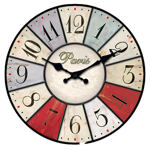 Horloge murale analogique moderne à aiguilles, style antique, avec corps en <span class=keywords><strong>cristal</strong></span>, thème Parisien, pour décoration de maison de campagne française, salon et chambre à coucher - Product Image 1