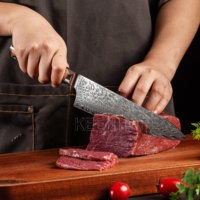 Couteau de cuisine japonais KEENHOPE de 8 pouces en acier Damas, 67 couches VG10 10Cr15MoV, manche en bois de résine d'érable, pour la cuisson