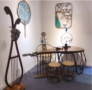 Table à thé, bois massif, fer forgé, pipa, table vintage, table basse et chaise assorties, table à thé Zen, balcon, table à thé - Product Image 6