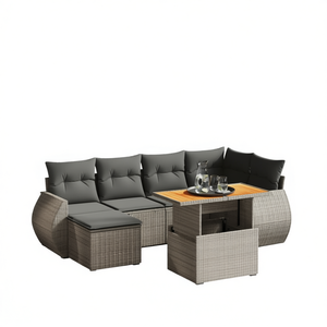 Ensemble de canapés de jardin en rotin gris 6 places, mobilier d'extérieur résistant aux intempéries, design contemporain - Product Image 1