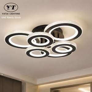 Plafonnier moderne en acrylique et aluminium à LED pour salon et chambre à coucher, tricolore, dimmable, 60W, CRI élevé, montage en surface - Product Image 1