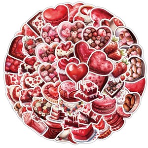Autocollants Cœur Saint-Valentin Multi-Designs, Décalcomanies en Vinyle Imperméables pour Ordinateur Portable, Téléphone, <span class=keywords><strong>Tablette</strong></span>, Autocollants Mignons pour Scrapbooking et Journal - Product Image 1