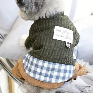 Dog Four Legged Clothes Autumn Winter Cotton Coat Green <b>Checkered</b> Cute Design For Small Dogs Puppy Thickened Warm Pet Wear - Product Image 2