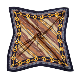 Vintage Geometric Luxury Chain <b>Square</b> <b>Scarf</b> 70x70cm Polyester Satin Women Spring Autumn Wear Shawl - Product Image 4