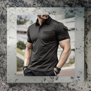 Polo Deportivo para Hombre, Manga Corta, Tejido Sólido, Fitness, Táctico, Gimnasio, Transpirable, Casual, Golf, Proveedor Mayorista, Logotipo Personalizado - Product Image 3