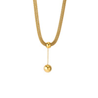 Pendentif Rond Vintage Femme en Acier Inoxydable Plaqué Or 18K Style Européen-Américain avec Chaîne à Maillons Tendance