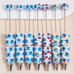 Stylo Rotatif Perlé Personnage Féerique, Design Chapeau <span class=keywords><strong>Rouge</strong></span> avec Perles Gemmes, Stylo Bille DIY à Perler pour Cadeau Étudiant, Vente en Gros - Product Image 1