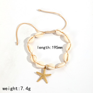 Ensemble collier et bracelet unisexe en acier inoxydable plaqué or 18 carats avec pendentif étoile de mer, style vintage pour vacances à la plage - Product Image 3