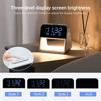 Digitale wekkers voor slaapkamers, 15W draadloos oplaadstation, nachtlamp met 3 standen voor naast het bed