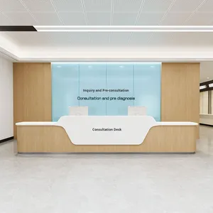 Mostrador de Recepción Plegable de Madera <span class=keywords><strong>para</strong></span> Hospital Moderno, Estación de Enfermería, Recepción Dental, Mostrador de Caja, Mostrador de Información - Product Image 5