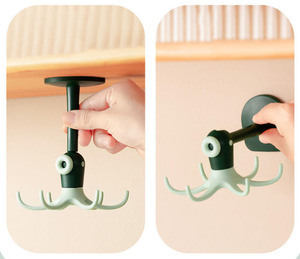 Soporte de pared giratorio 360 grados impermeable de plástico con forma de pulpo para herramientas de aseo de mascotas y cabello, para cocina y baño - Product Image 6