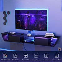 Étagère murale flottante moderne en panneaux de particules de qualité supérieure pour téléviseur, avec gestion des câbles et prises électriques, pour salon