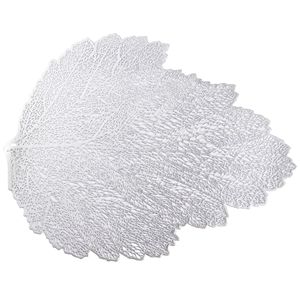 แผ่นรองจานลายใบไม้ ทรงกลม ดีไซน์โปร่ง กันลื่น ทำจาก PVC สำหรับโต๊ะอาหารตะวันตก ป้องกันความร้อน - Product Image 5