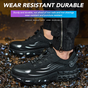 Scarpe Antinfortunistiche da Uomo Nere con Punta in Acciaio Antiurto e Antiperforazione, Sportive, Alla Moda, Resistenti all'Usura per Lavoro Industriale. - Product Image 4