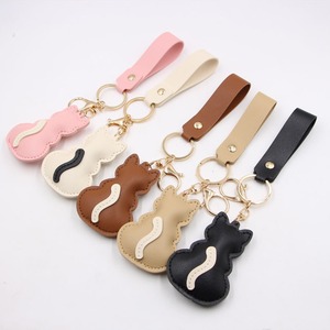 Pu Leather Cartoon Small Animal <b>Keychain</b> Bag Pendant Cute Cat Keyring Charm - Product Image 1