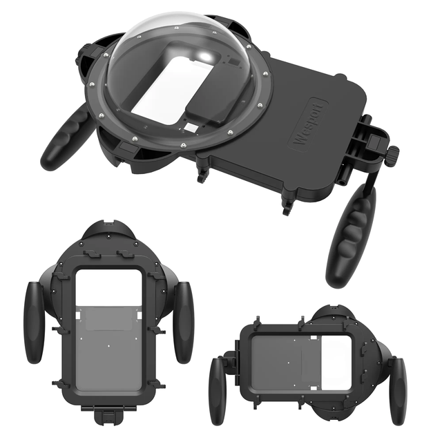 Factory Customize Universal Waterproof Underwater Dome Diving Phone Case W/ Dual Handle Holder for IPhone 17 16 Pro Max Samsung