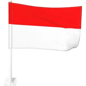 Indonesia Car National Window Clip Flag 12x18 Inch Polyester Double Stitched Digital Printing 1 Side Can Pass Through The Pole