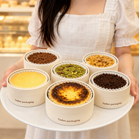 Boîte d'emballage cylindrique de luxe en carton avec logo personnalisé pour cheesecake, tube en papier kraft de qualité alimentaire pour pâtisserie et desserts