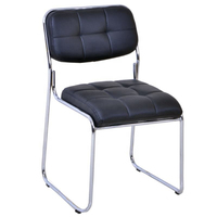 Chaise de bureau ergonomique moderne de haute qualité à dossier bas, pieds fixes, structure métallique, sans accoudoirs, en cuir PU, empilable, pour salle de réunion et conférence