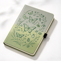 Carnet personnalisé à couverture rigide en PU avec motif papillon, élastique et pages pointillées – Idéal comme cadeau de papeterie