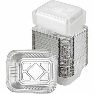 Full-size Disposable Silver Pulp Moulded Food <b>Container</b> Turkey Baking Bowl Aluminum <b>Foil</b> PP Plastic Lid Food Grade - Product Image 1