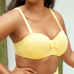 Ladymate ODM/OEM Traje De Bano De Talla Grande Woman Underwire Plus Size Swim Bra Balconette Bikini Tops Swimwear Plus Size