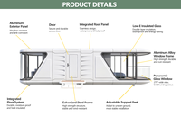Maison Capsule Spatiale pour Complexes Balnéaires, Maison Conteneur pour Séjour à la Maison d'Hôtes, Maison Portable avec Décoration de Qualité, Fonctions Multiples