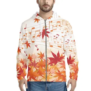 Yeni ürün artı boyutu Polyester fermuar tişörtü talep üzerine şükran akçaağaç baskı gevşek Trendy kapşonlu palto erkek Hoodies