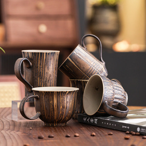 Kiln Changed Reactive Glaze Retro Style Ceramic <b>Latte</b> Art Coffee Mug for Afternoon Tea Home Office Daily Use - Product Image 1