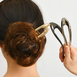 Épingle à cheveux simple en alliage pour femme, pince à cheveux en forme de U avec bordure en corne, accessoire capillaire léger et élégant pour jeune fille - Product Image 4