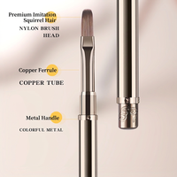 Ensemble de 6 pinceaux à double tête pour nail art avec manche métallique, poils en nylon, pour gel, dessin de lignes, peinture florale et dégradé