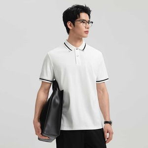 เสื้อโปโลแขนสั้นผ้าฝ้ายถักสำหรับผู้ชาย ชุดทำงานฤดูร้อน สีขาว สีน้ำเงินรอยัล สีดำเข้ม - Product Image 4