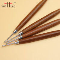 Pinceau à ongles professionnel de luxe japonais à double tête en bois de santal, pour gaufrage, peinture et sculpture, durable, avec tampon en silicone pour colle à ongles